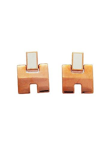 Hermès Hermes Eileen Earrings, GP Plated, White and Pink Gold, Women's (view 1)