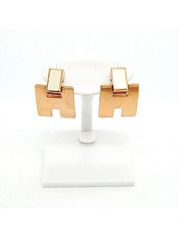 Hermès Hermes Eileen Earrings, GP Plated, White and Pink Gold, Women's (view 2)