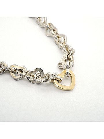Tiffany & Co. Tiffany &amp; Co. Heart Link Necklace, 18K Yellow Gold (KYG), Sterling Silver 925, Women's, P3674741 (view 2)