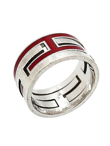 Hermès Hermes Ring Move H, Sterling Silver 925, Red, Size #53, Women's, P3660841 (view 1)