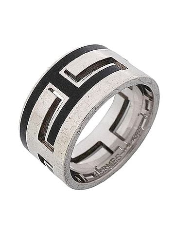Hermès Hermes Ring Move H, Sterling Silver 925, Black, Size #51, Women's, P3660836 (view 1)
