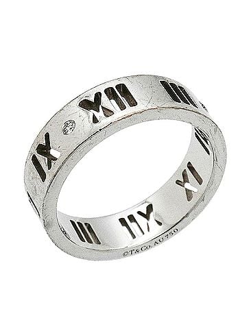 Tiffany & Co. Tiffany &amp; Co. Atlas Pierced Ring, 18K White Gold, Diamond, Women's, OP030494 (view 1)