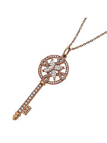 Tiffany & Co. Tiffany &amp; Co. Victoria Round Key Necklace, 18K Pink Gold, Diamond, Women's, OP030347 (view 1)