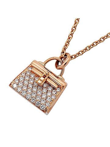 Hermès Hermes Amulette Kelly Necklace, 18KPG Pink Gold, Diamond, Ladies' OP027727 (view 1)