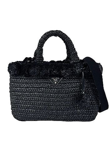 Prada Prada PRADA handbag shoulder bag raffia black women's 1BG889 z11167 (view 1)
