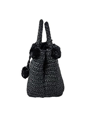 Prada Prada PRADA handbag shoulder bag raffia black women's 1BG889 z11167 (view 2)