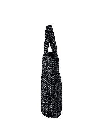 Prada Prada PRADA Small Crochet Tote Handbag, Raffia, Black, Women's, 1BG422 z11173 (view 2)