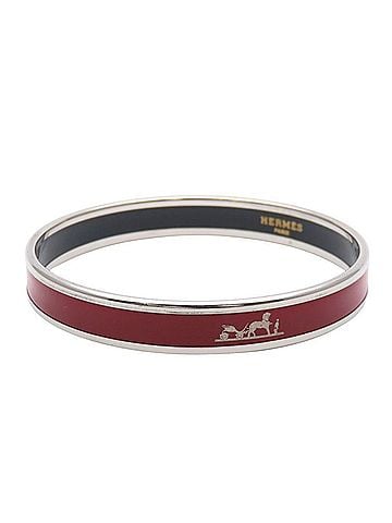 Hermès Hermes Bracelet Email PM Enamel Metal Bordeaux Silver Hardware Cloisonné Women's HERMES (view 2)