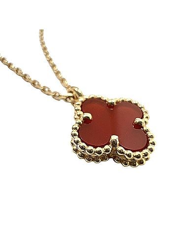Van Cleef & Arpels Van Cleef &amp; Arpels Sweet Alhambra Necklace 18KPG Carnelian Pendant VCARN59M00 Pink Gold Red Women's (view 2)