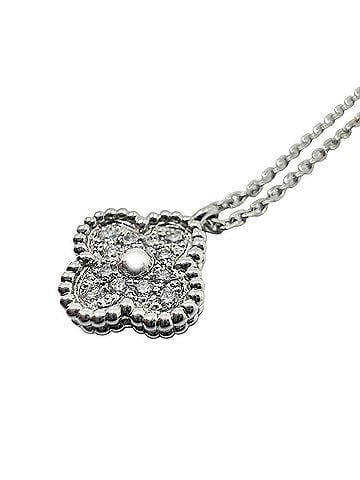 Van Cleef & Arpels Van Cleef &amp; Arpels Sweet Alhambra Pendant Necklace 18KWG Pave Diamond VCARO85900 Women's (view 1)