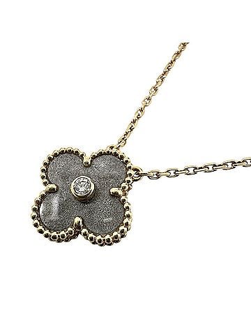 Van Cleef & Arpels Van Cleef &amp; Arpels Alhambra Necklace, Silver Obsidian, 18K Yellow Gold, 1 Diamond, 2023 Holiday Limited Edition, Women's/Men's (view 1)