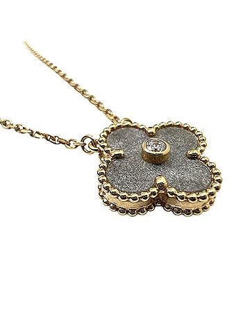 Van Cleef & Arpels Van Cleef &amp; Arpels Alhambra Necklace, Silver Obsidian, 18K Yellow Gold, 1 Diamond, 2023 Holiday Limited Edition, Women's/Men's (view 2)