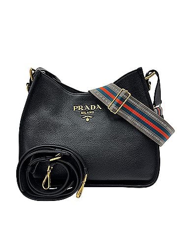 Prada PRADA Vitello Leather Shoulder Bag 1BC073 Black Women's (view 1)