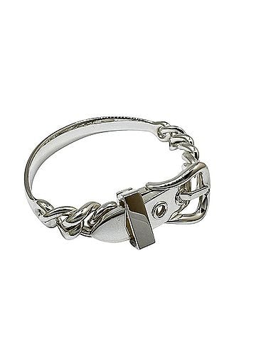 Hermès HERMES Bracelet Boucles Sellier Inflexible GM Size 17 SV925 Silver Chain Bangle Men's Women's (view 2)