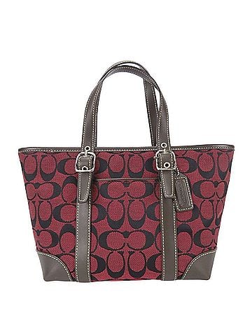 Coach Coach Signature Handbag 6043 Canvas Leather Bordeaux Dark Brown Mini Tote for Women COACH (view 1)
