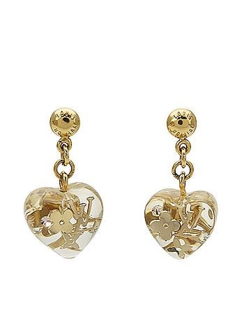 Louis Vuitton Louis Vuitton Boucles d'Oreilles Coeur Inclusion Earrings M66218 Metal Plastic Gold Heart Swing for Women LOUIS VUITTON (view 2)