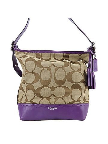 Coach Coach Signature Shoulder Bag 21149 Canvas Leather Beige Purple Crossbody Tassel Women's COACH (view 1)