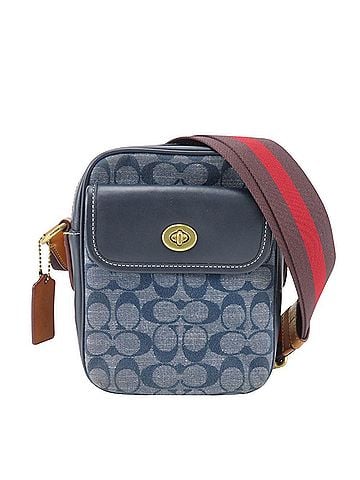 Coach Coach Signature Shoulder Bag C4034 Canvas Leather Navy Brown Red Crossbody Denim Pouch Women's COACH (view 2)