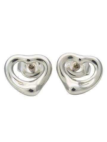Tiffany & Co. Tiffany &amp; Co. Open Heart Earrings, SV925 Silver, Elsa Peretti Design, Women's. (view 2)