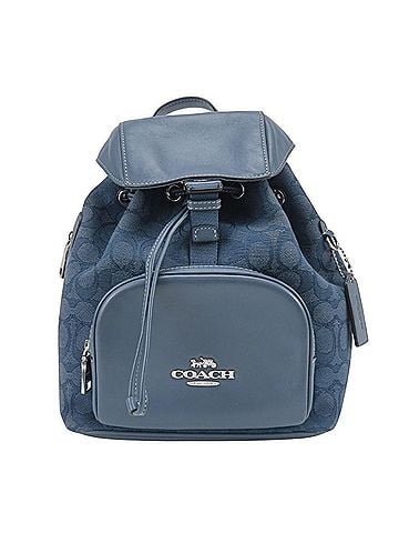Coach Coach Signature Backpack CT817 Canvas Leather Navy Silver Hardware Women's COACH (view 1)