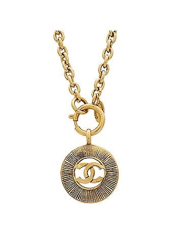 Chanel CHANEL Coco Mark Medallion Round Chain Necklace Pendant GP Gold (view 2)