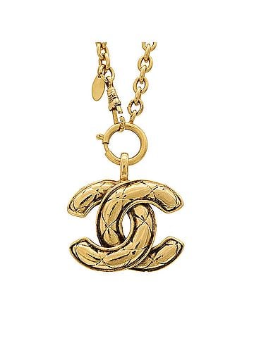 Chanel CHANEL Coco Mark Matelassé Chain Necklace Pendant GP Gold (view 2)