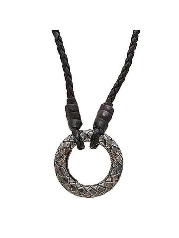 Bottega Veneta BOTTEGA VENETA Bottega Veneta Intrecciato Necklace Pendant Glass Holder Leather Ag925 Black 138890 (view 1)