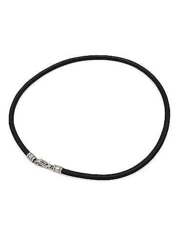 Bvlgari BVLGARI choker necklace, cord, leather, steel, black. (view 2)