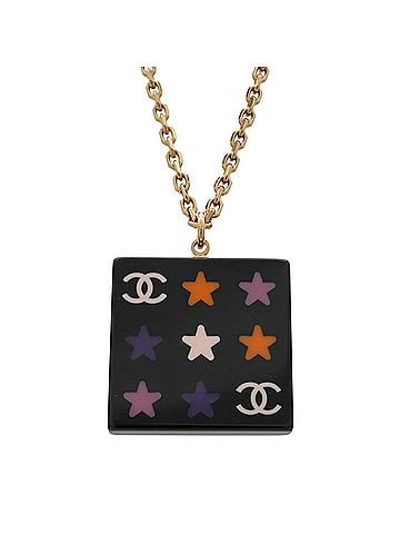 Chanel CHANEL Square Coco Mark Star Necklace Pendant GP Plastic Black Multicolor 03A (view 2)