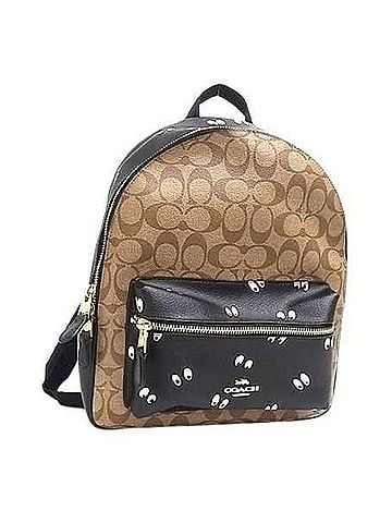 Coach COACH Disney Charlie Backpack Medium Size Signature Canvas Snow White F72816 Brown x Black Women's (view 1)