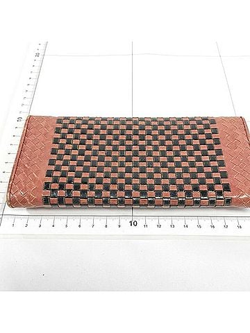 Prada PRADA Long Wallet Madras Brown Black Leather Bi-fold Triangle (view 2)