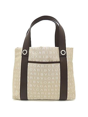 Bvlgari BVLGARI Logomania Tote Bag Handbag Canvas x Leather Beige Brown Women's 353578 (view 2)