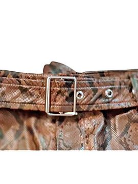 Fashion Nova Brown Snake-Print Mini Skirt with Belt Leather Skirt (view 2)