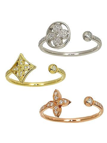 Louis Vuitton Louis Vuitton Idylle Blossom #53 Ring with Diamonds, 18K Yellow Gold, White Pink Gold 750. (view 2)