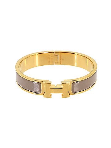 Hermès Hermes Clic H PM Bangle, Marron Glacé Gold (view 1)