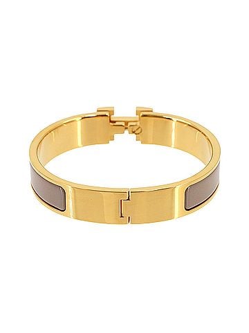 Hermès Hermes Clic H PM Bangle, Marron Glacé Gold (view 2)