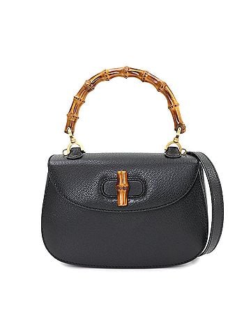 Gucci Gucci Bamboo Mini 2-way Handbag Shoulder Bag Leather Black Gold Hardware (view 1)