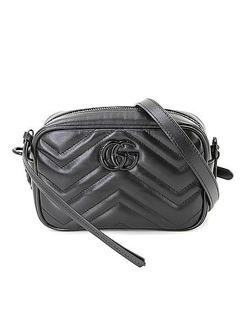 Gucci Gucci GG Marmont Mini Shoulder Handbag, Leather, Black, 634936, Silver Hardware, Bag (view 1)