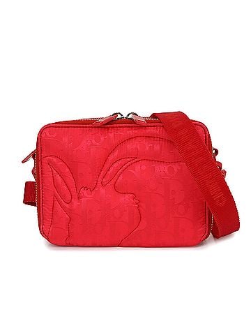 Christian Dior Christian Dior x ERL Collaboration Mirage Quilted Shoulder Handbag, Nylon &amp; Leather, Red with Silver Hardware. (view 1)