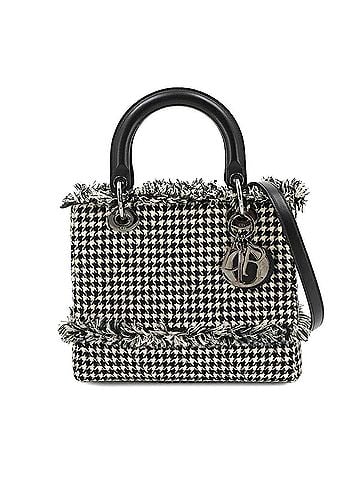 Christian Dior Christian Dior Lady Medium 2-way Hand/Shoulder Handbag, Tweed Leather, Black (view 1)