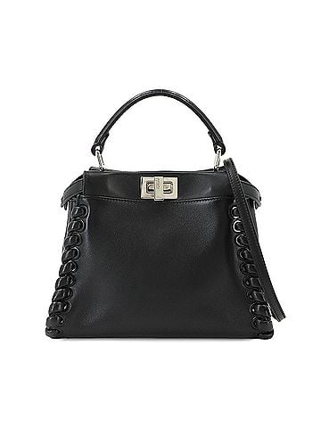 Fendi Fendi Mini Peekaboo 2-way Hand/Shoulder Handbag, Leather, Black, 8BN244, Silver Hardware (view 1)