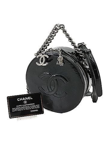 Chanel Chanel Round Matelasse 2-way Chain Hand Shoulder Handbag Patent Leather Black (view 2)