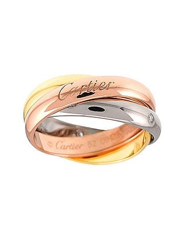 Cartier Cartier Trinity MM #52 Ring, 5 Diamonds, 18K Yellow Gold, White Pink Triple Three-Color 750 Gold. (view 2)