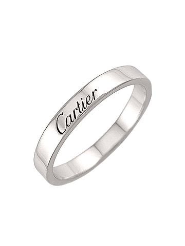 Cartier Cartier C de Ring #56, 3mm wide, Platinum, Engraved. (view 1)