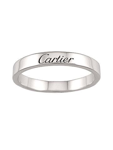 Cartier Cartier C de Ring #56, 3mm wide, Platinum, Engraved. (view 2)