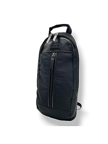 Coach COACH F70692 A1461-F70692 Varik Nylon Sling Body Bag One Shoulder Leather Charcoal Black Men's Crossbody S49 (view 1)