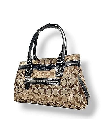 Coach COACH Y2K archive 00s F14696 Signature Tote Bag Beige Black Canvas Leather Women's Handbag Shoulder Silver Hardware S18 (view 1)