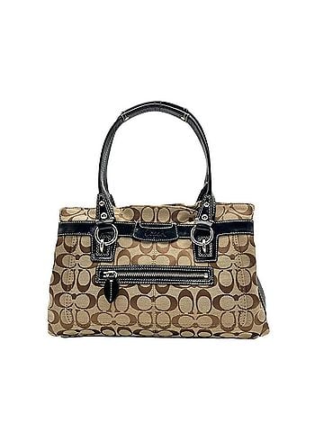 Coach COACH Y2K archive 00s F14696 Signature Tote Bag Beige Black Canvas Leather Women's Handbag Shoulder Silver Hardware S18 (view 2)