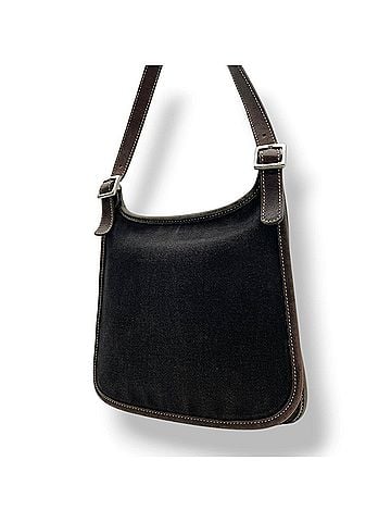 Coach COACH 8114 Shoulder Bag, Black/Brown Canvas Leather, Women's Crossbody Old Coach, Silver Hardware, S9 (view 1)