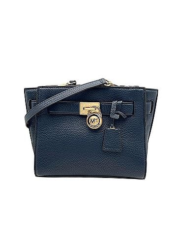 Michael Kors MICHAEL KORS Hamilton Small Messenger Bag, Navy Leather, Women's Shoulder Crossbody, Gold Hardware, S77 (view 2)